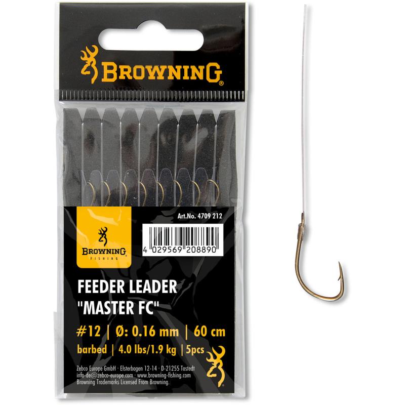 20 Feeder Leader Master FC bronze 1,10kg,2,5lbs 0,12mm 60cm 5Stück