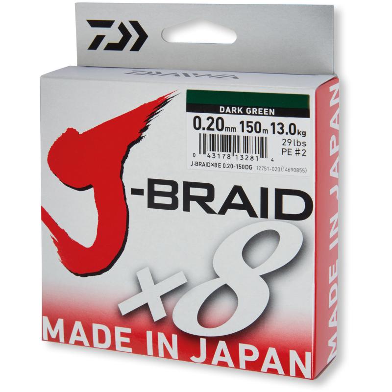 Daiwa J-Braid X8 dark green 0.22mm 17.00kg 150m