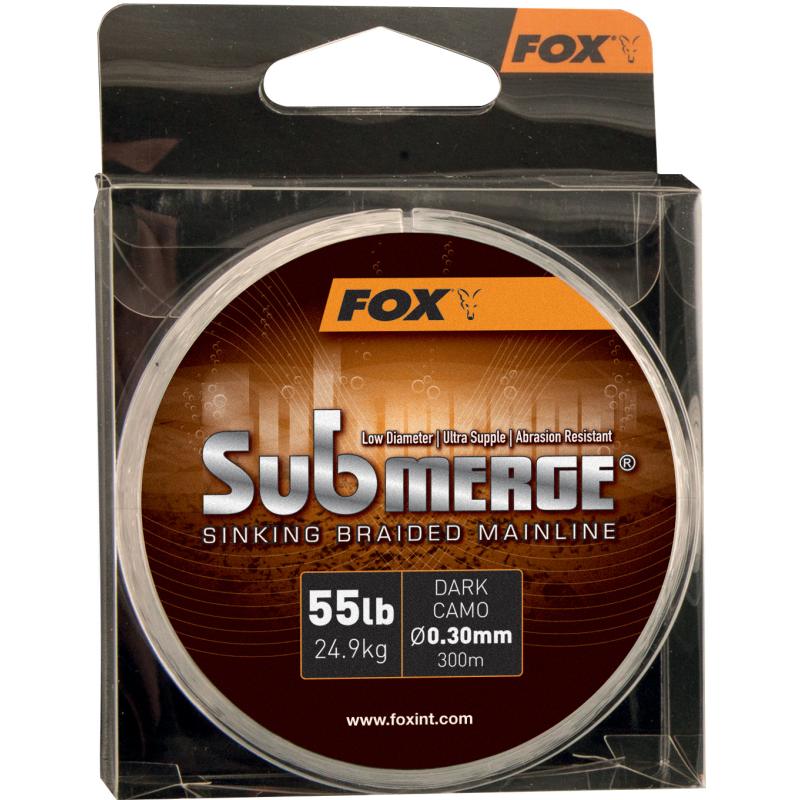 FOX Submerge Dark Camo Sinking Braid x 600m 0.20mm 40lb/18.1kg