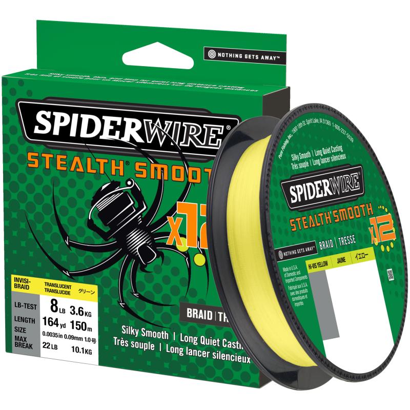 SpiderWire Stealth Smooth12 0.11MM 150M 10.3K Hi-Vis Yellow