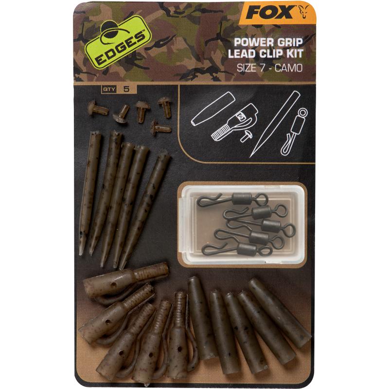 Fox Edges Camo Power Grip Lead Clip kit size 7 x 5