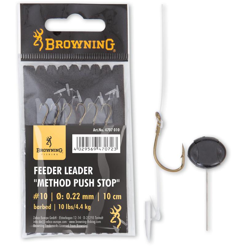 10 Feeder Leader Method Push Stop bronze 10lbs,4,5kg 0,22mm 10cm 6Stück