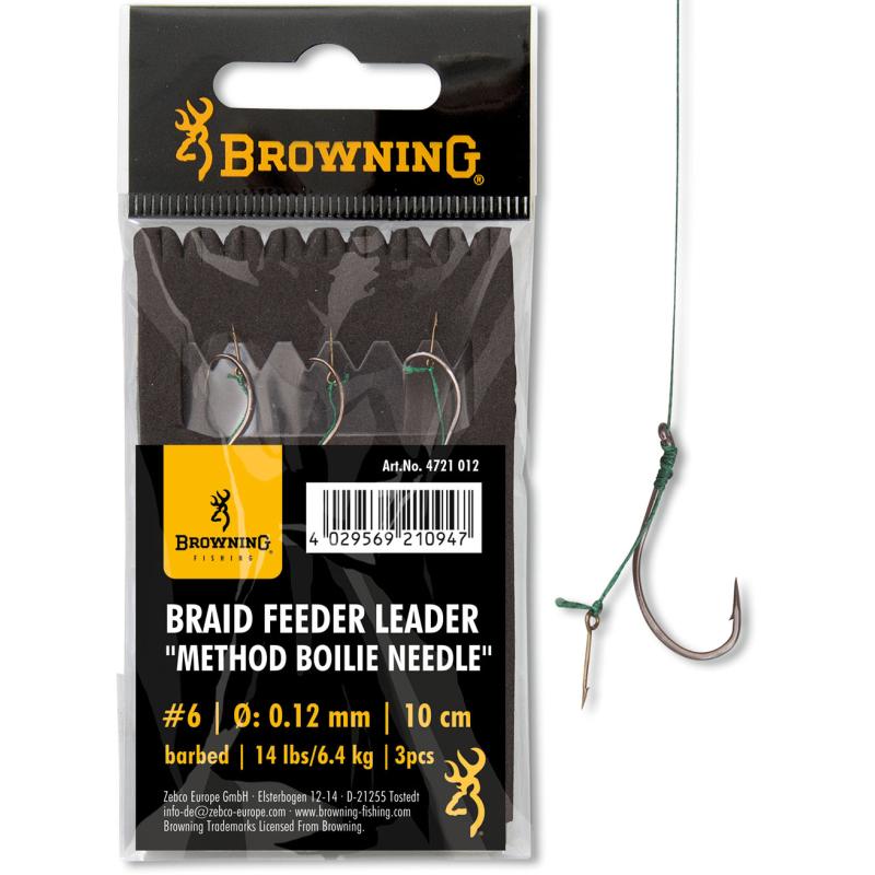 8 Braid Feeder Leader Method Boilie Needle bronze 6,4kg 0,12mm 10cm 3St