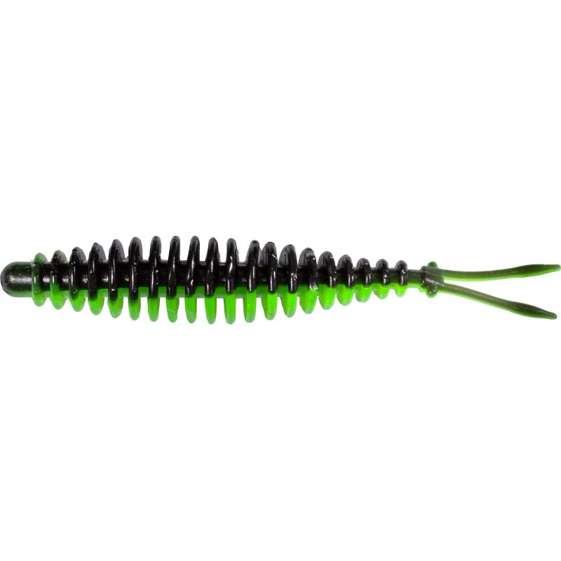 Magic Trout T-Worm 1g V-Tail neon grün/schwarz Käse 6,5cm 6 Stück