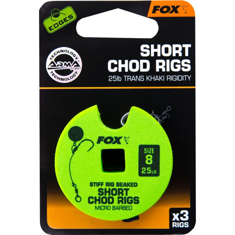 FOX Edge Armapoint stiff rig beaked Chod rigs x 3 25b sz8 SHORT