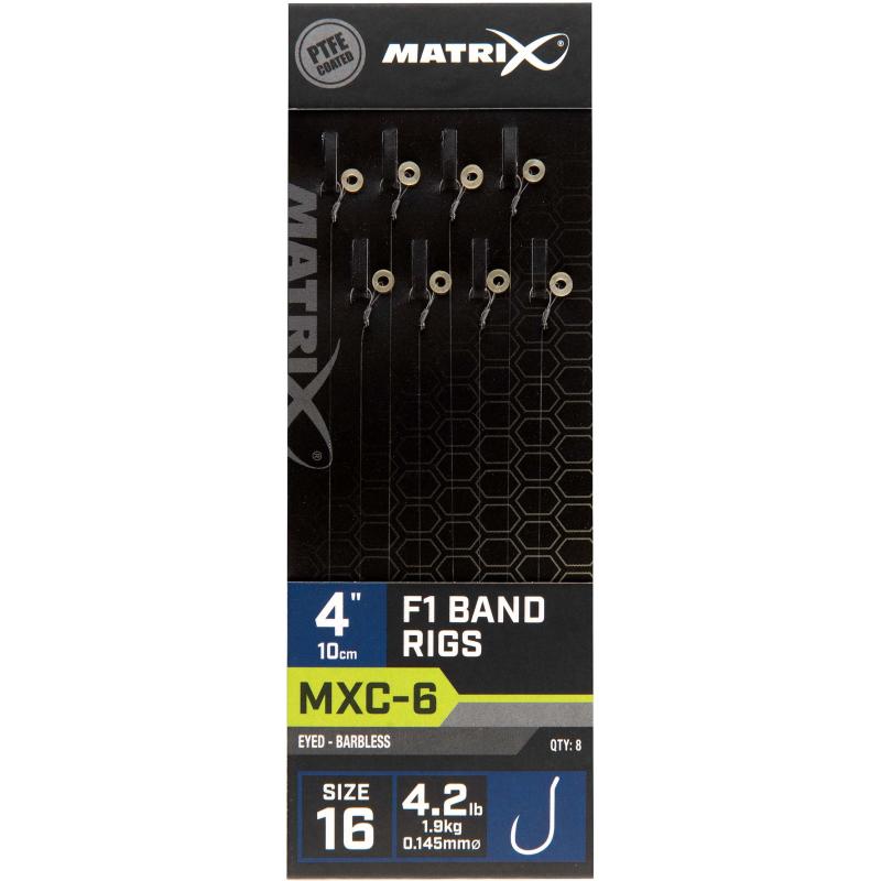 Matrix MXC-6 Size 16 Barbless / 0.145mm / 4" (10cm) F1 Band - 8pcs