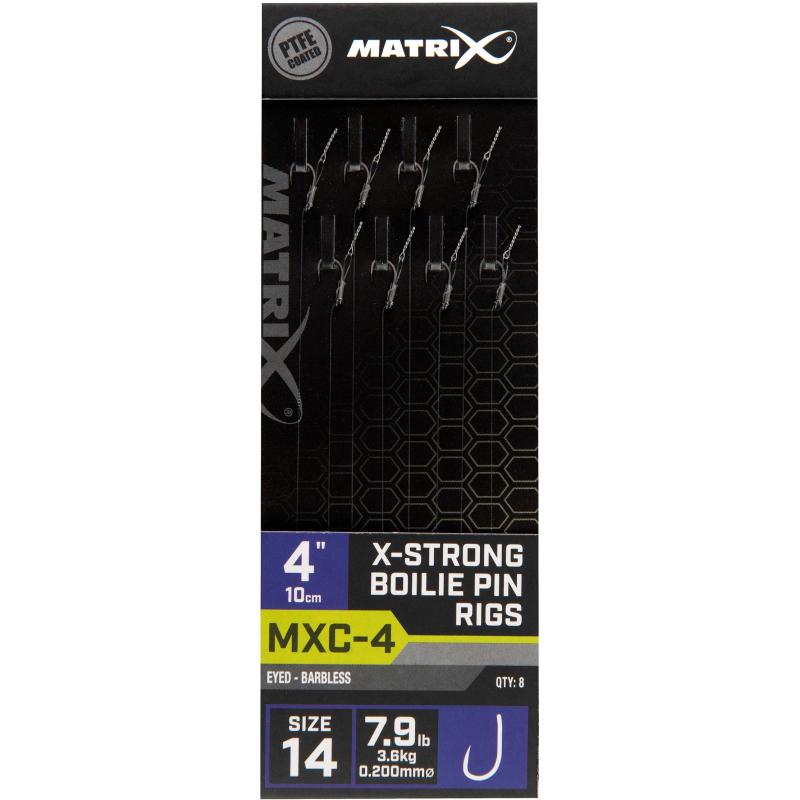 Matrix MXC-4 Size 14 Barbless / 0.20mm / 4" X-Strong Boilie Pin - 8pcs