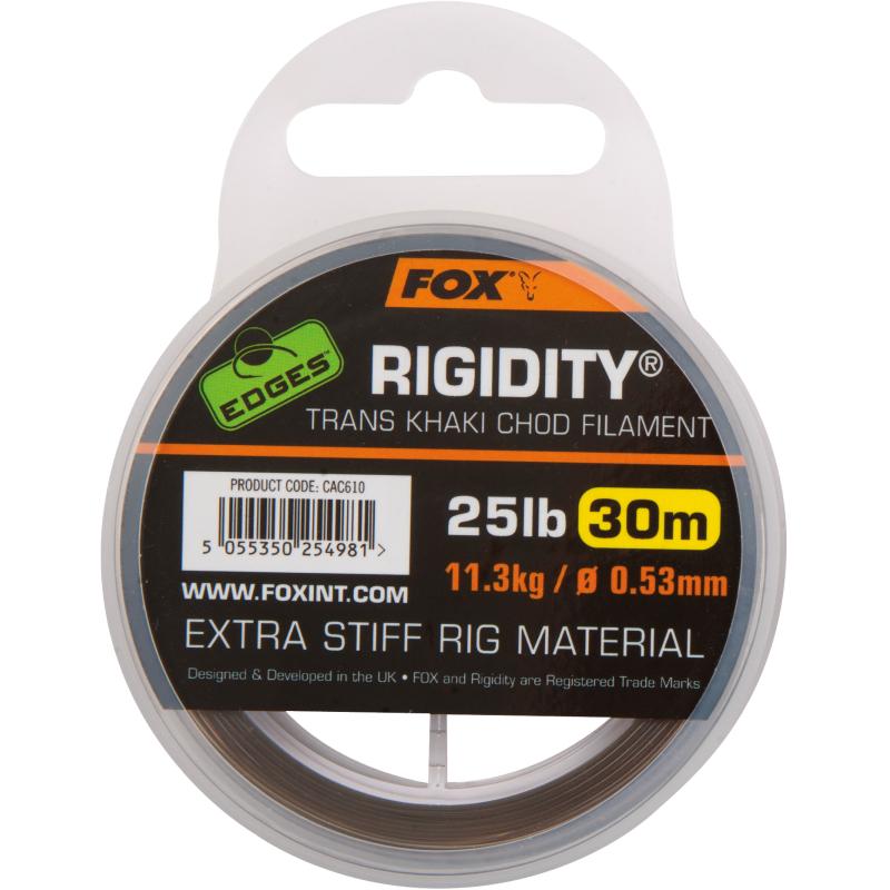 FOX Edges Rigidity Chod Filament 0.53mm 25lb x 30m trans khaki