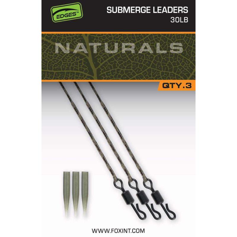 Fox Naturals Submerged Leaders 30lb x 3