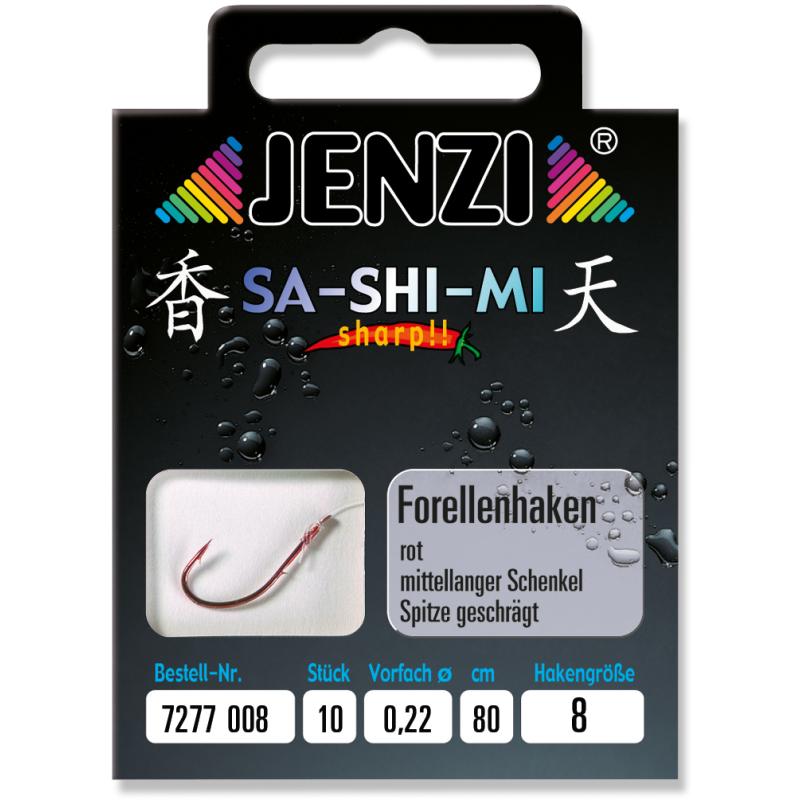 JENZI Forellenhaken SA-SHI-MI, Gebunden Gr.8 0,22mm 80cm