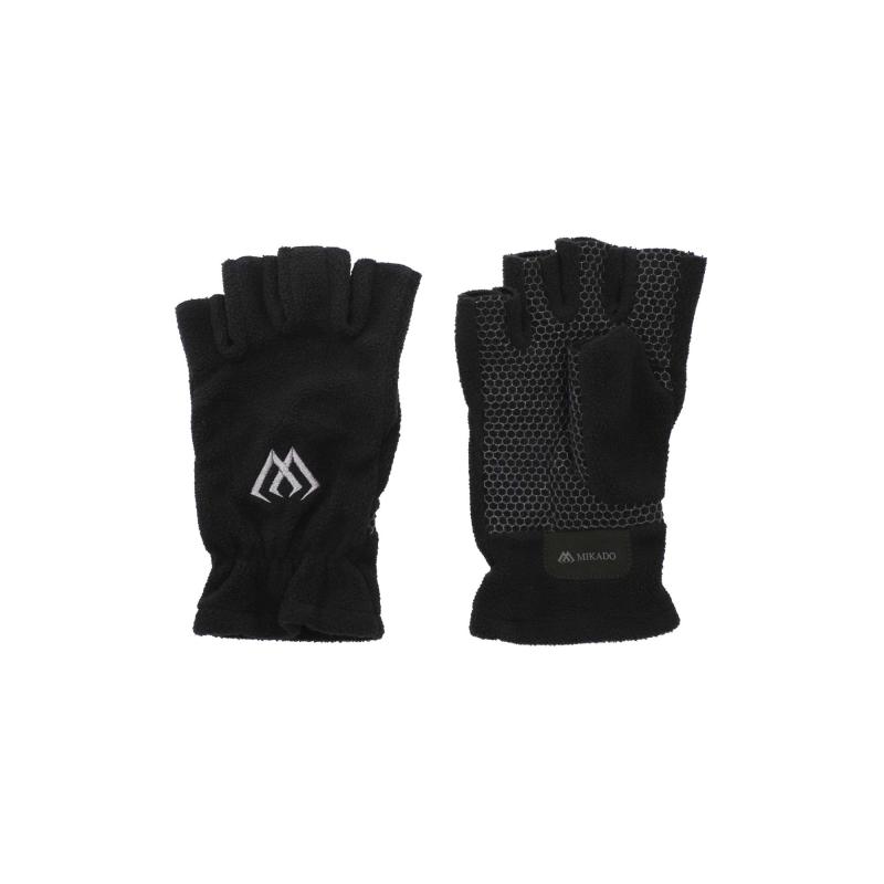 Mikado Fleece Handschuhe - Halbfinger - Größe MSchwarz / Grau