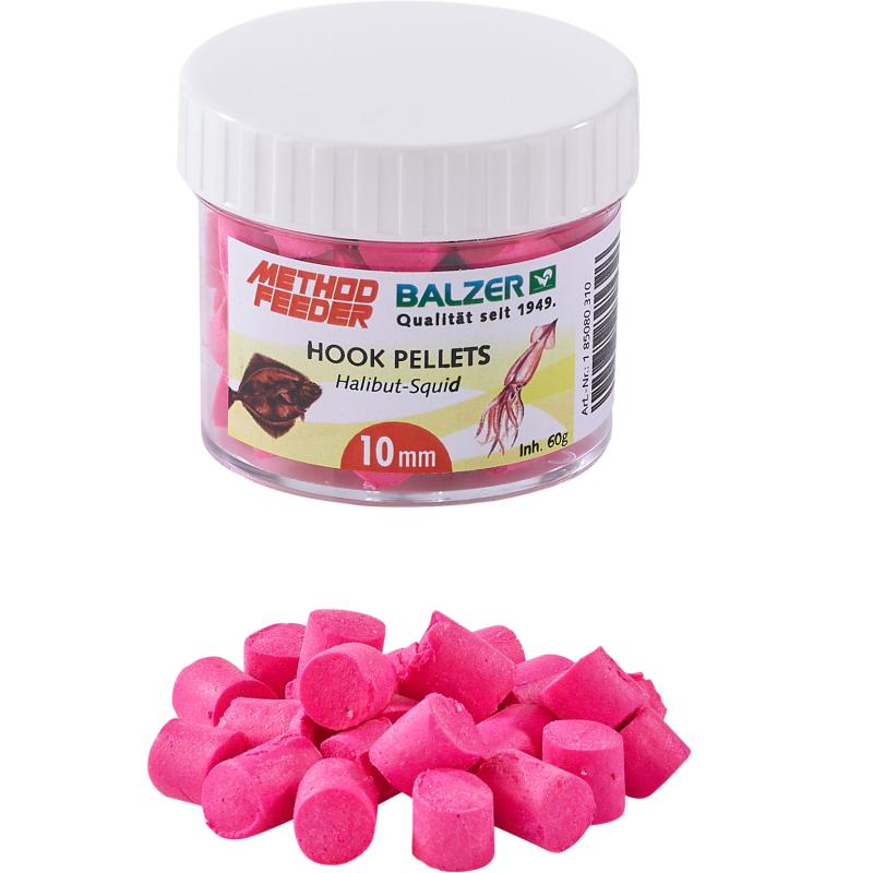 Balzer Method Feeder Haken Pellets 10mm pink-Heilbutt-Tintenfisch 60g