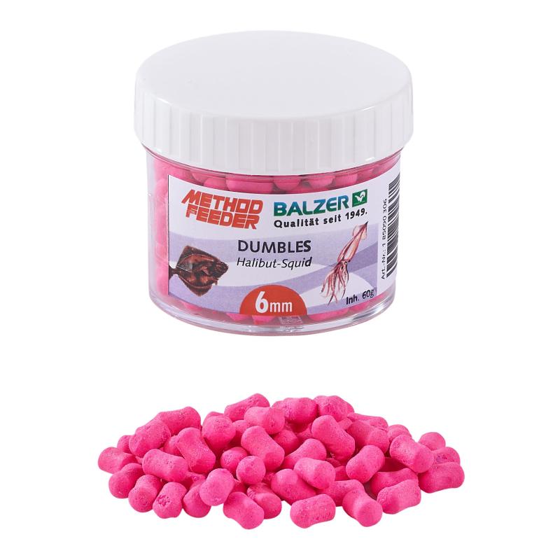 Balzer Method Feeder Dumbbells 6mm pink-Heilbutt-Tintenfisch 60g