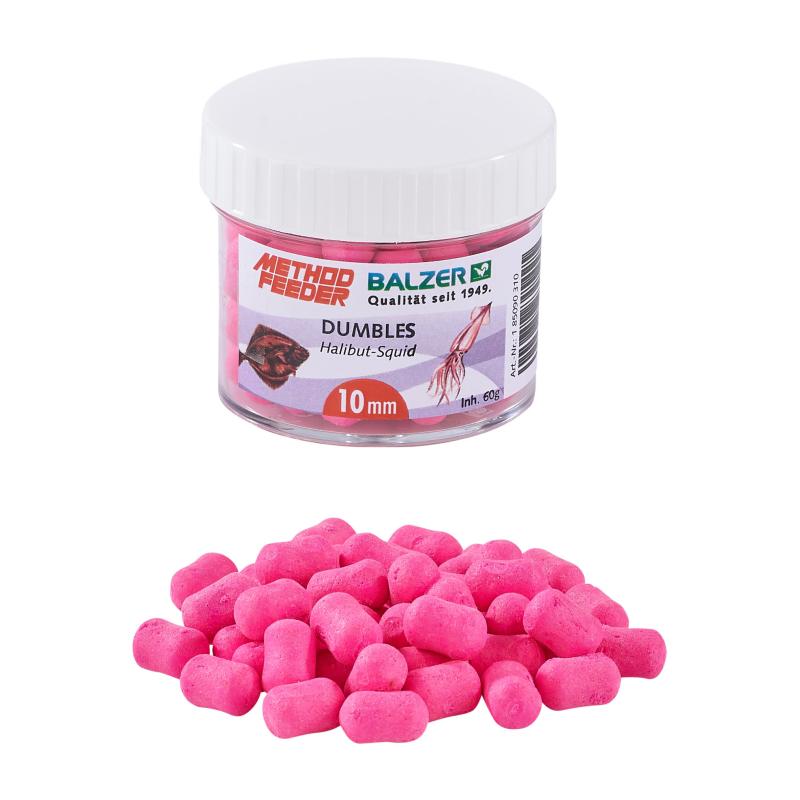 Balzer Method Feeder Dumbbells 10mm pink-Heilbutt-Tintenfisch 60g