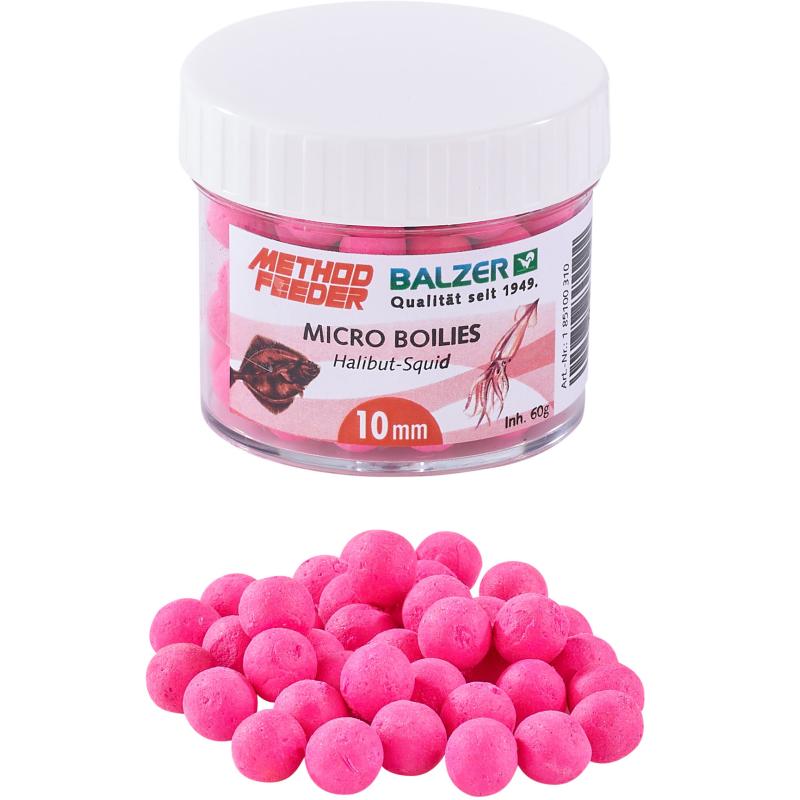 Balzer Method Feeder Boilies 10mm pink-Heilbutt-Tintenfisch 60g