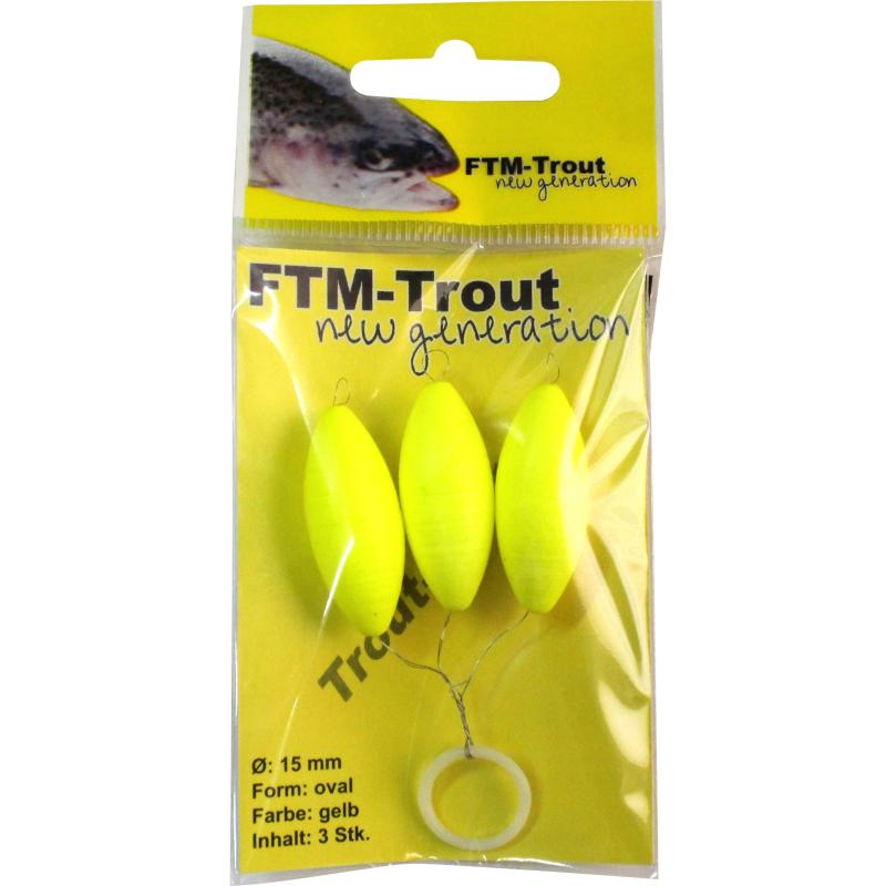 FTM Trout Piloten oval gelb 15mm Inh.3 Stk.