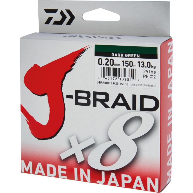 Daiwa J-Braid X8 dark green 0.20mm 13.0kg 150m