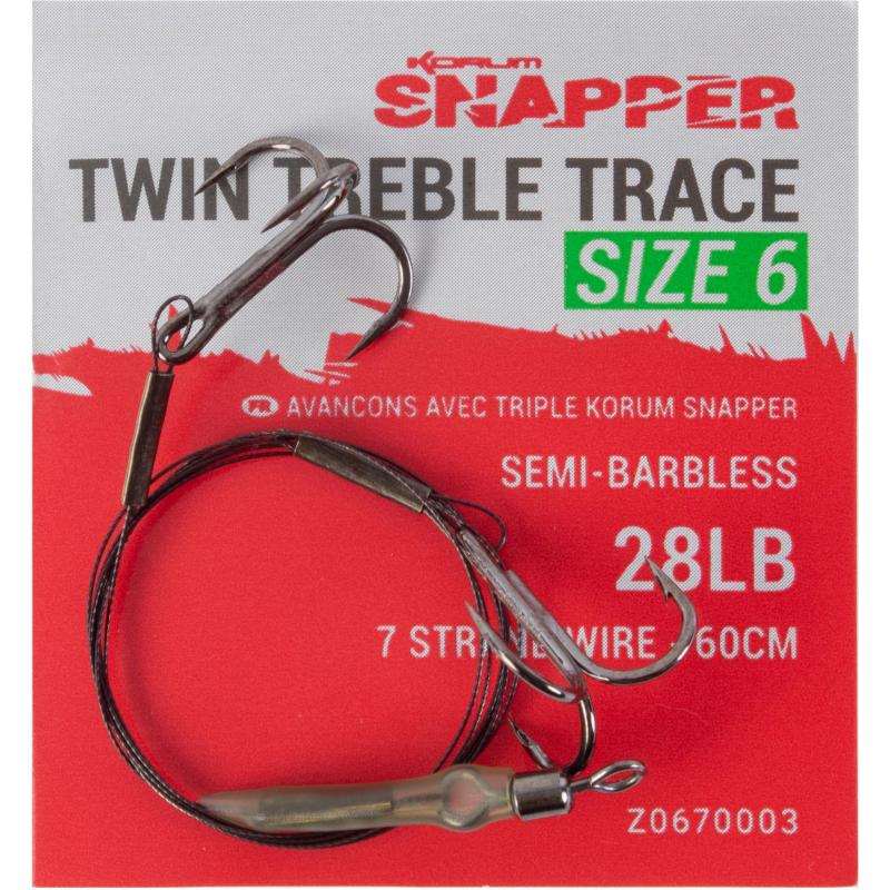 Korum Snapper Twin Treble Trace Size 4