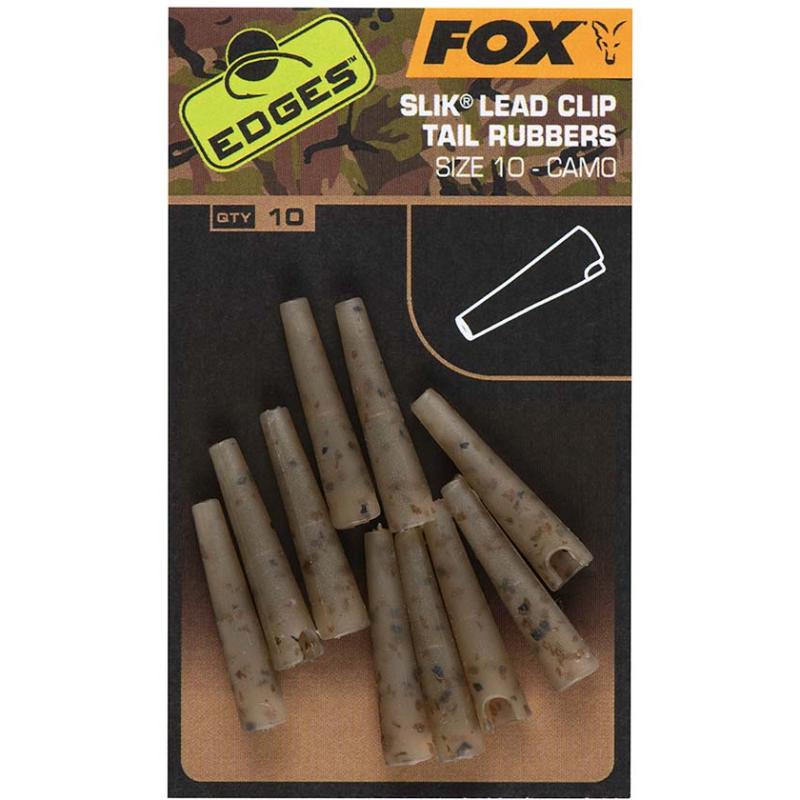 Fox Edges Camo Size 10 Slik lead clip tail rubber